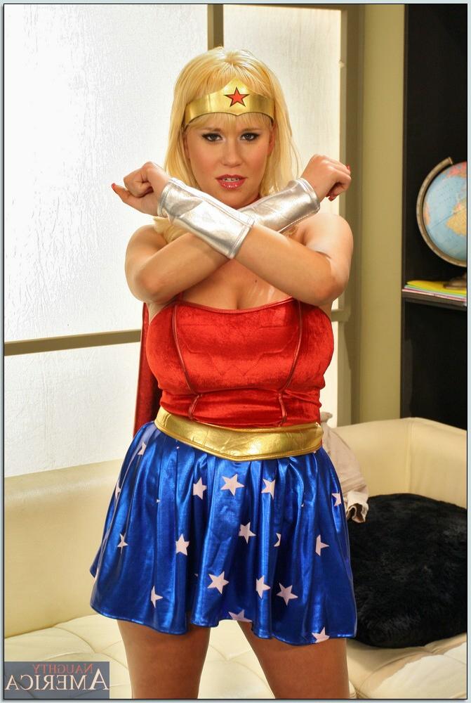 16P Busty babe Carly Parker dressed up like a wonder woman for fantasy sex