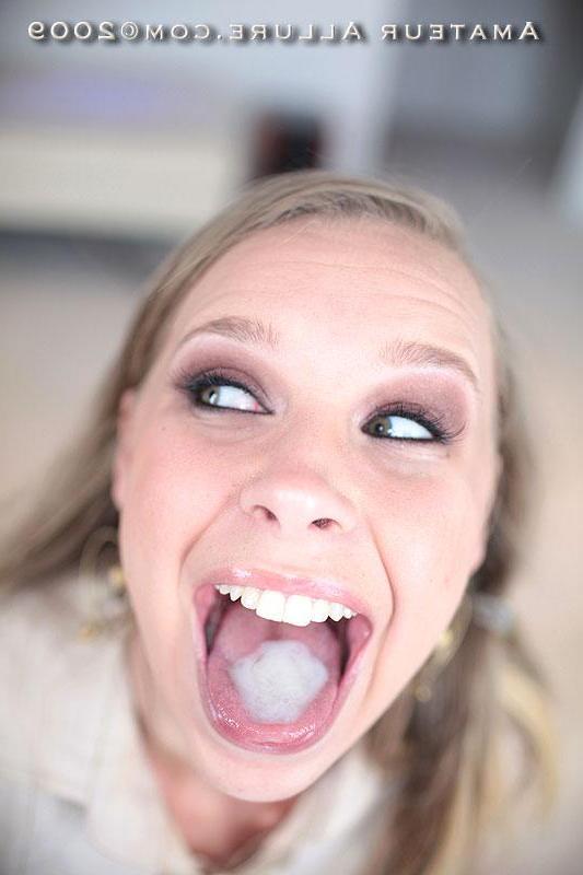 16P Tall blonde model spreads pussy blows cock for cum