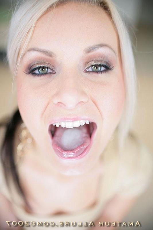 16P Stunning blonde hottie Loren poses, sucks cock and eats cum