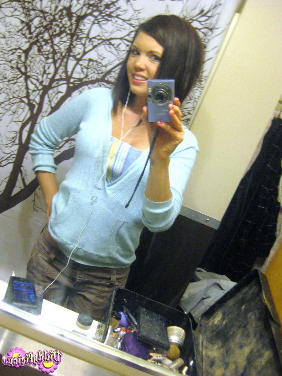 12P Super cute teen takes selfshot pictures of herself in the mirror