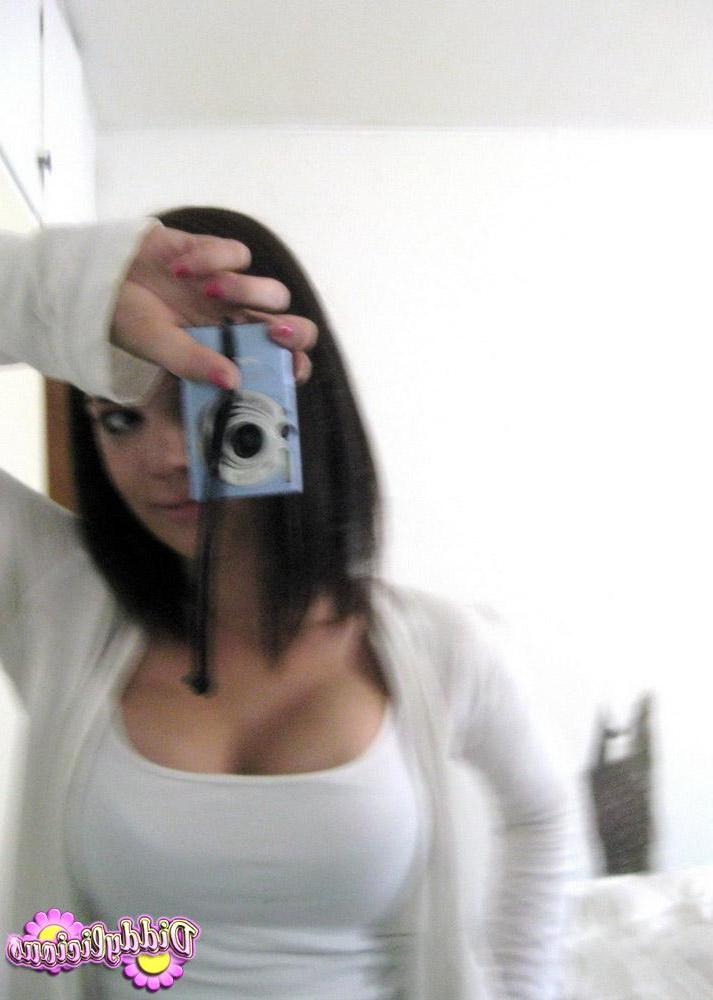 12P Super cute teen takes selfshot pictures of herself in the mirror