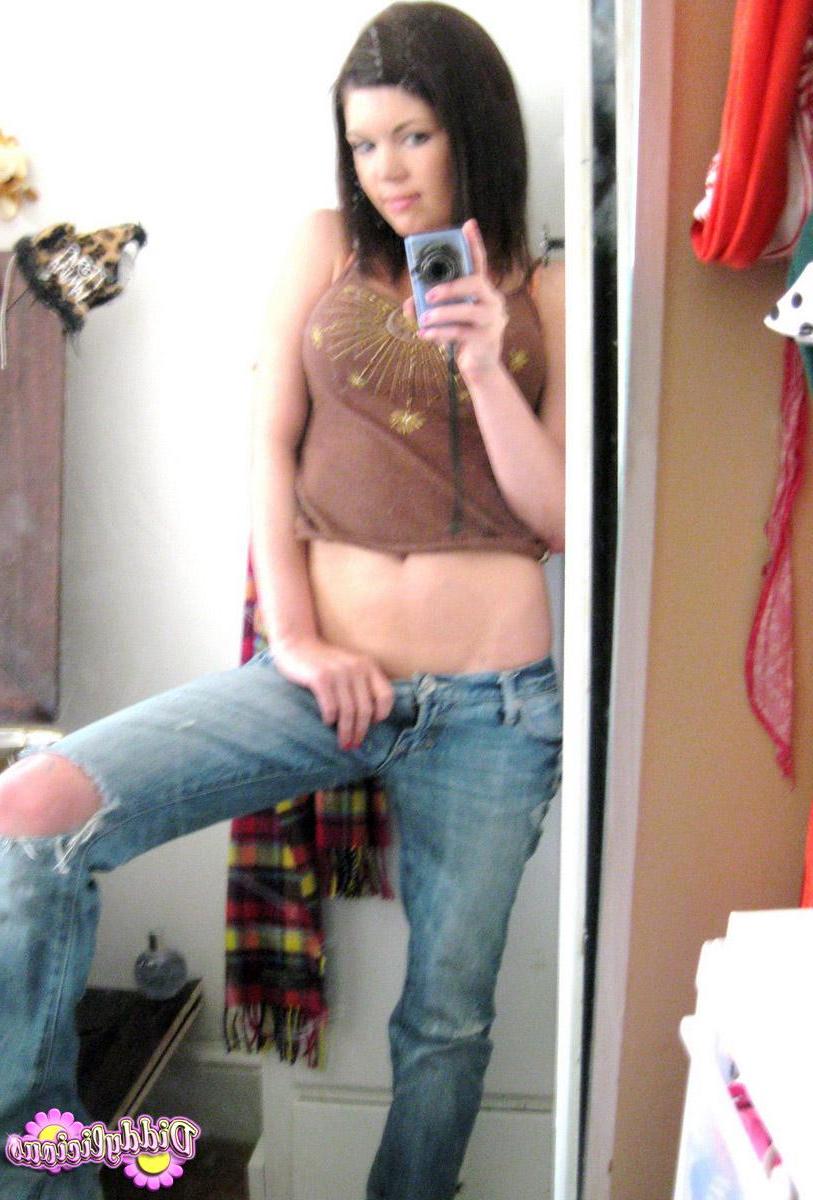 12P Super cute teen takes selfshot pictures of herself in the mirror