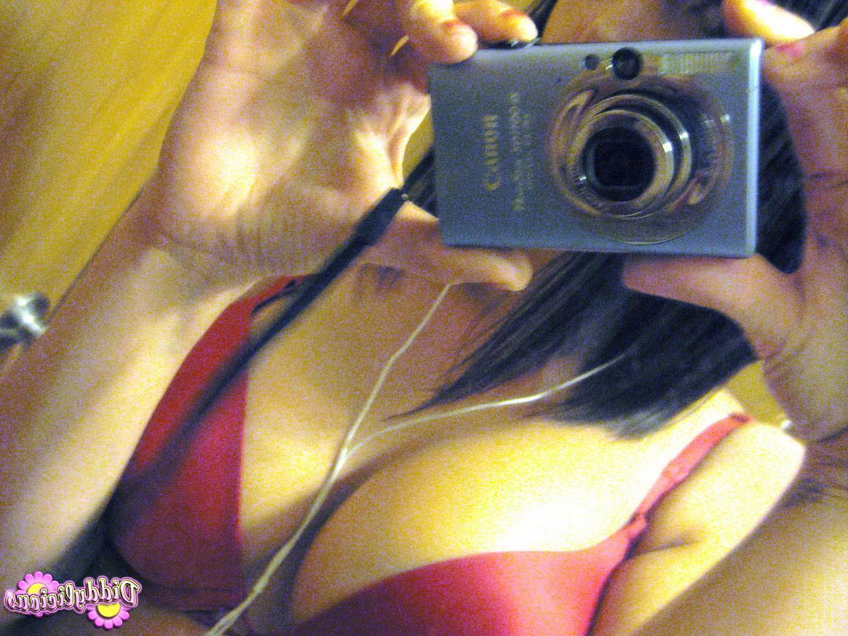 12P Super cute teen takes selfshot pictures of herself in the mirror