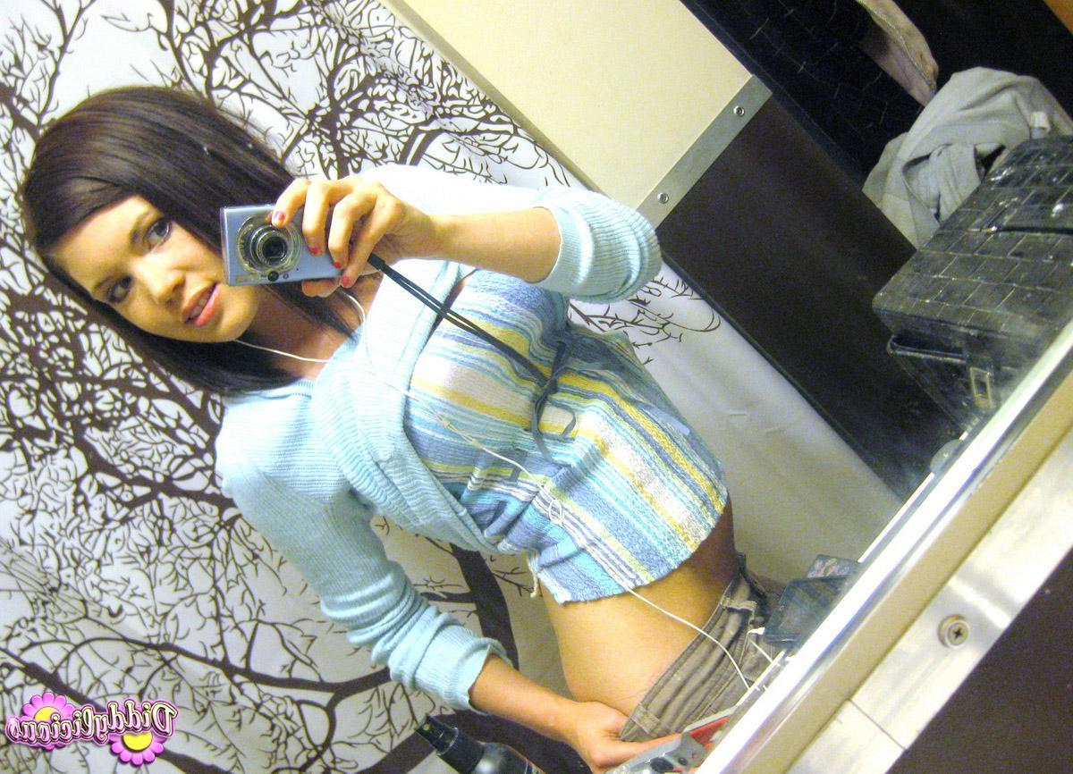 12P Super cute teen takes selfshot pictures of herself in the mirror