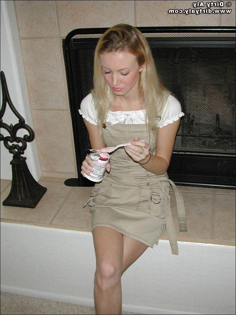 20P Pictures of teen star Dirty Aly eating yogurt