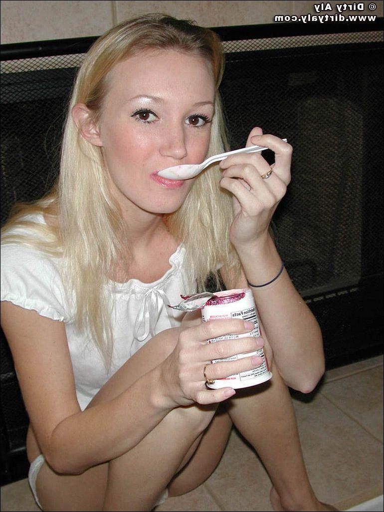 20P Pictures of teen star Dirty Aly eating yogurt