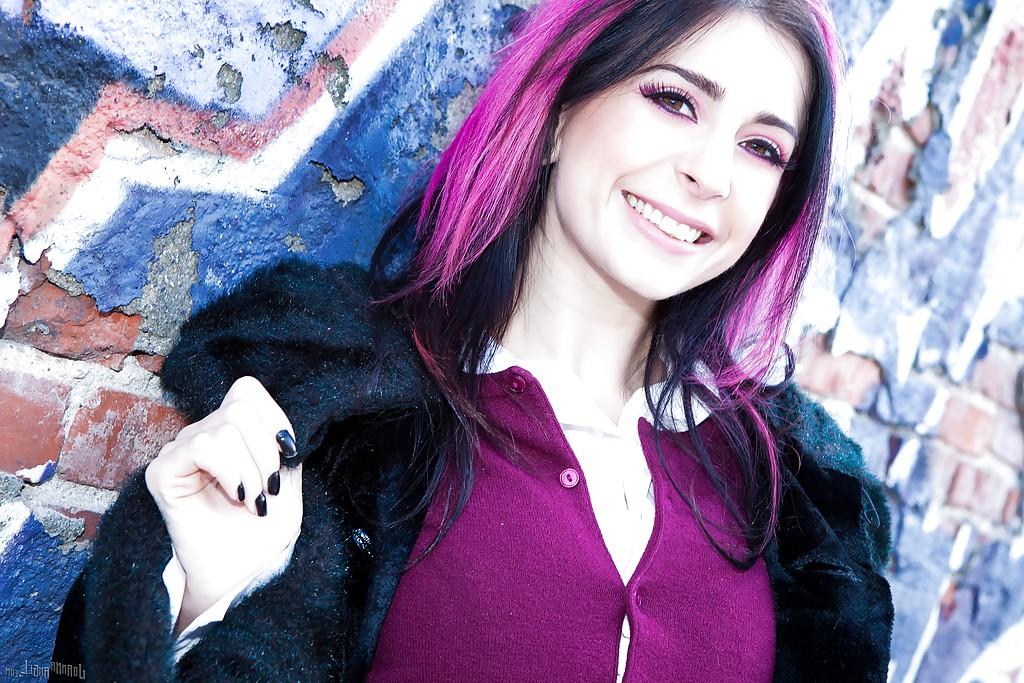 16P Amateur emo girl Joanna Angel takes off her hot skirt and sexy panties