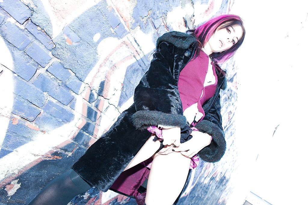 16P Amateur emo girl Joanna Angel takes off her hot skirt and sexy panties