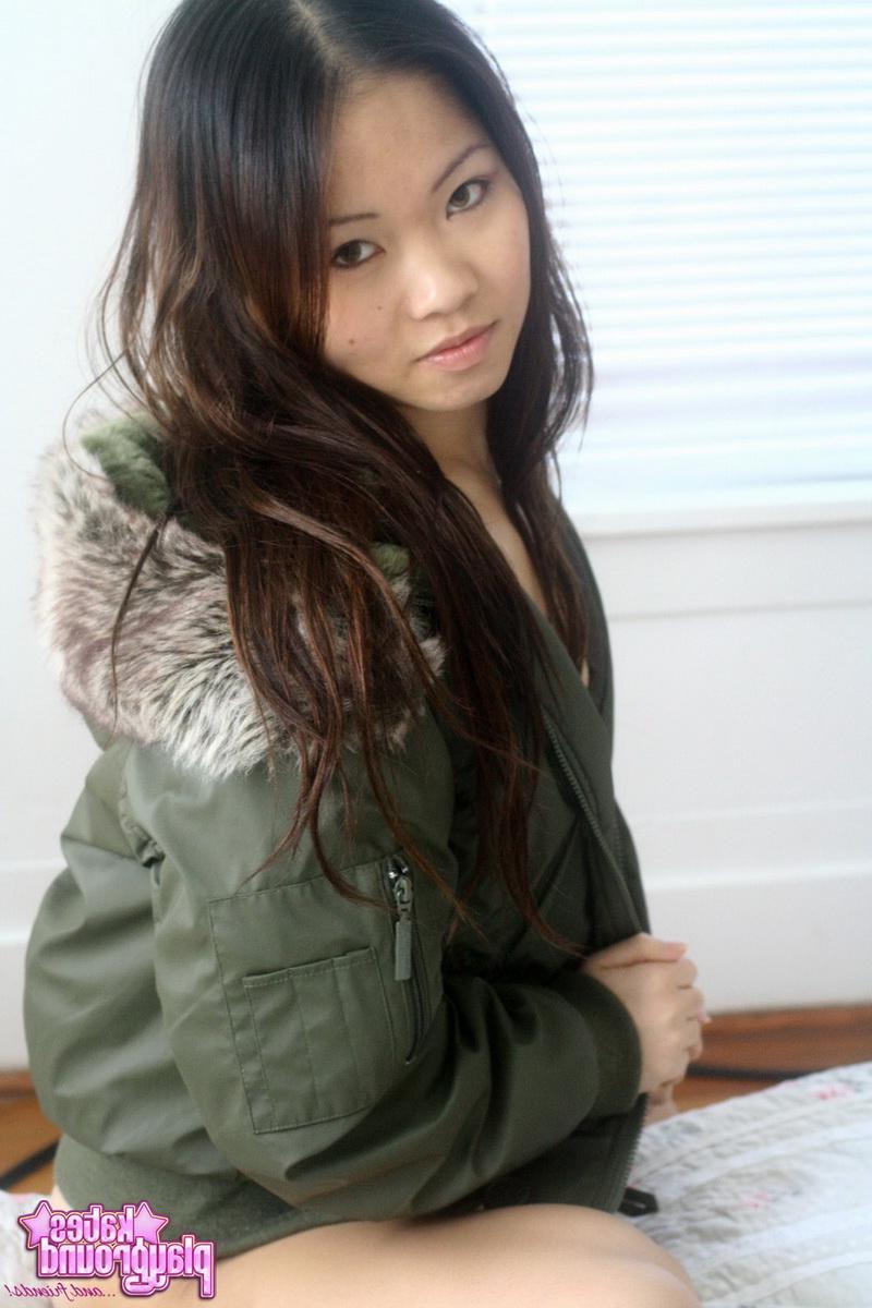 12P Grace teases wearing just a tiny thong and a big fluffy winter jacket