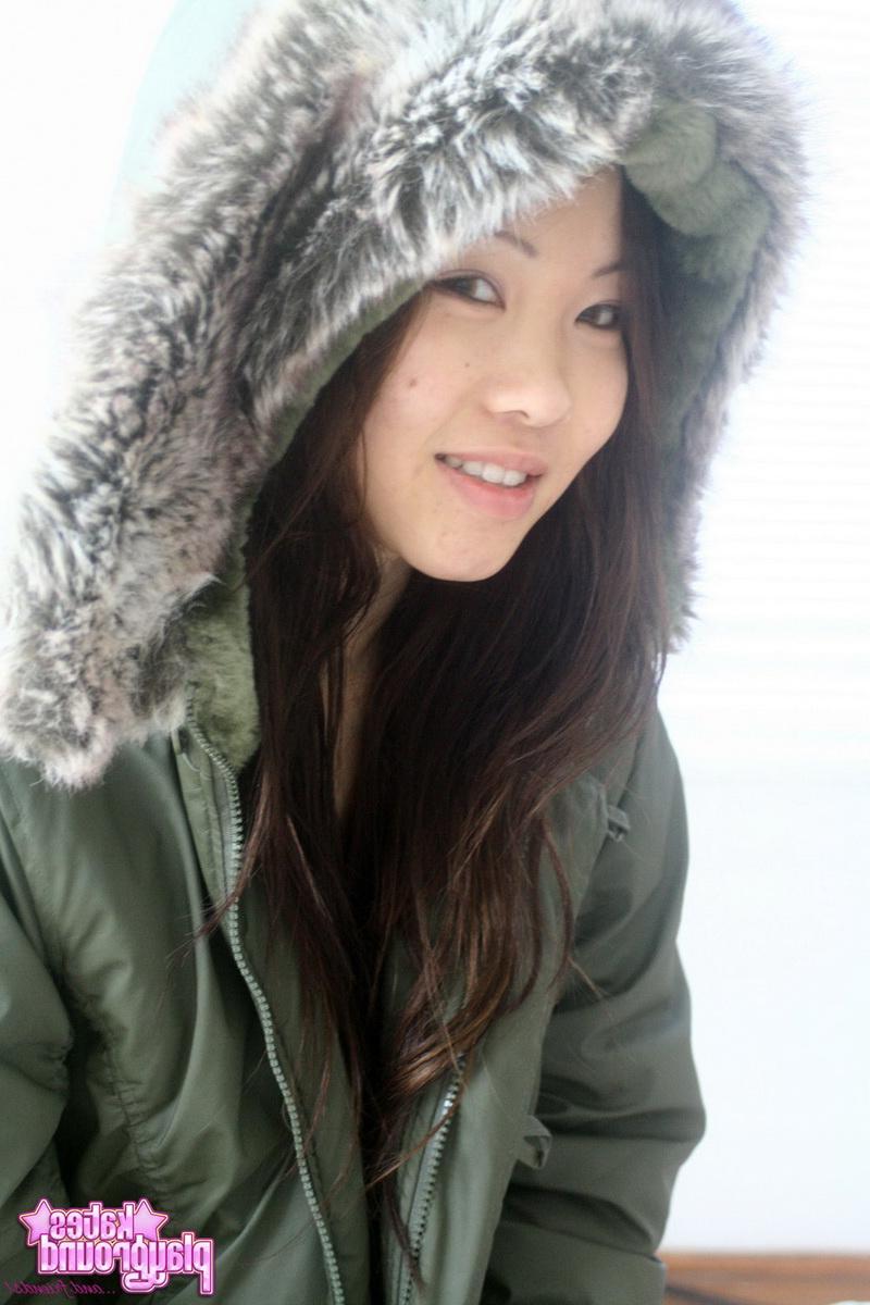 12P Grace teases wearing just a tiny thong and a big fluffy winter jacket