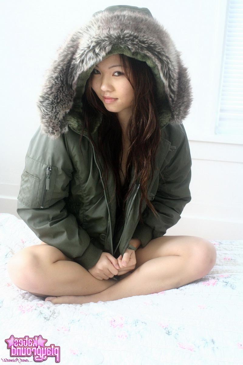 12P Grace teases wearing just a tiny thong and a big fluffy winter jacket