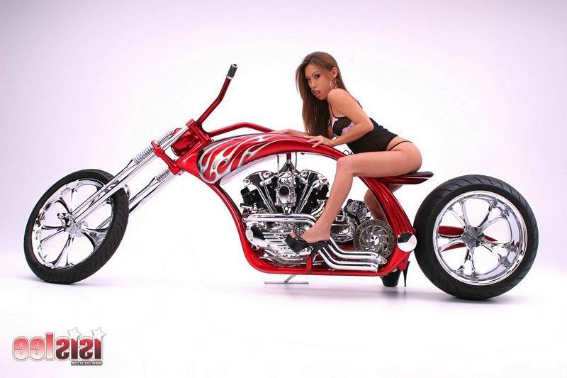 16P Pictures of Isis Lee stripping with a motorcycle
