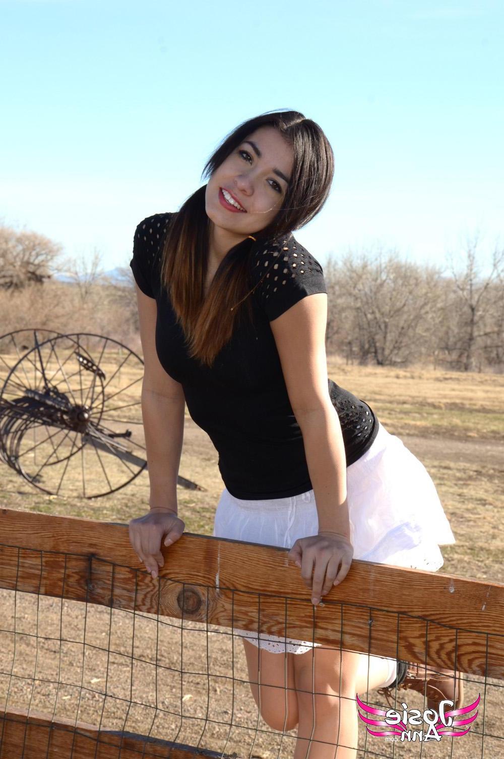 16P Sweet farm girl Josie Ann showing you her pink panties