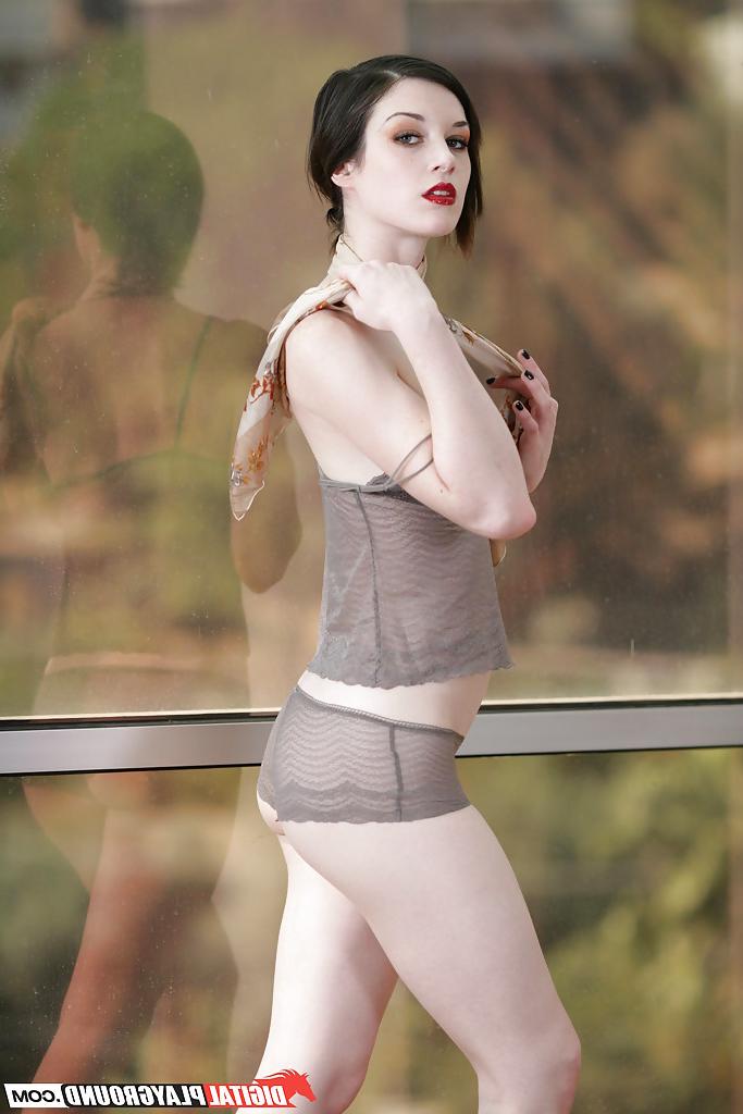 16P Skinny babe Stoya is posing clothed and undressing pretty hot