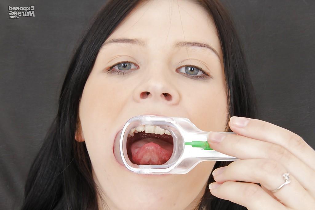 16P Graceful nurse taking off her panties and playing with gyno tools