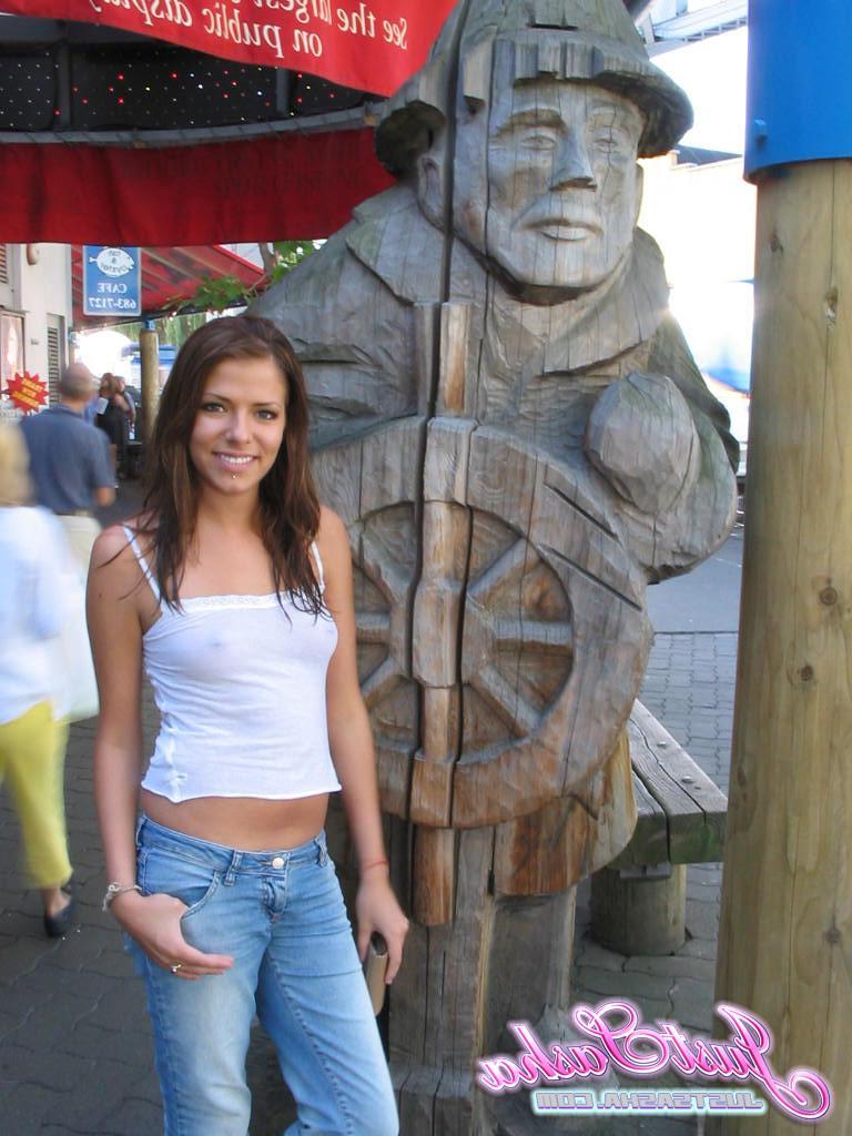 20P Pictures of teen Just Sasha showing off her nipples through her shirt