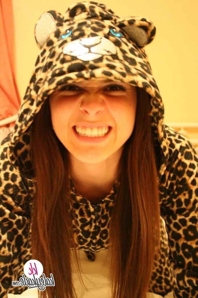 16P Hot teen Kaley Kade strips out of her leopard onesie and masturbates in bed
