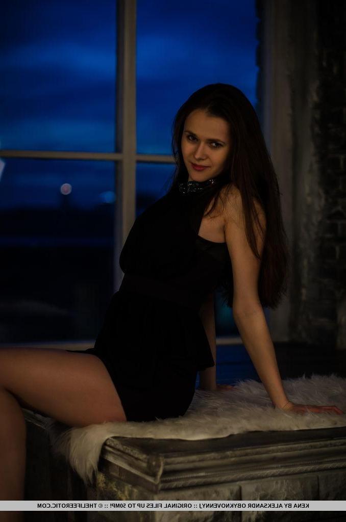 16P Brunette girl Kena strips off her black dress and seduces you