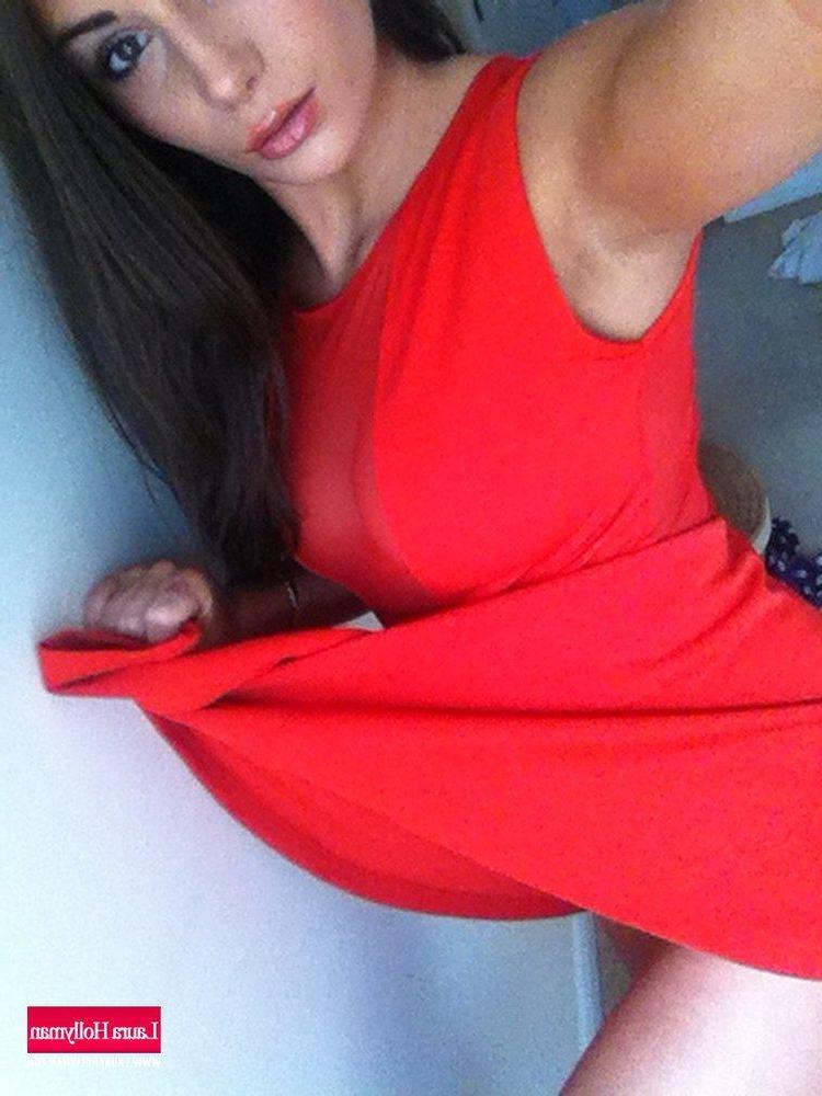 12P Laura Hollyman strips out of her red dress to show her big boobs