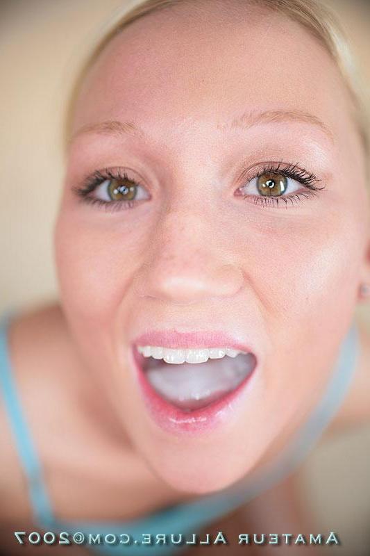 16P Cute blonde teen Lailani poses and swallows cum