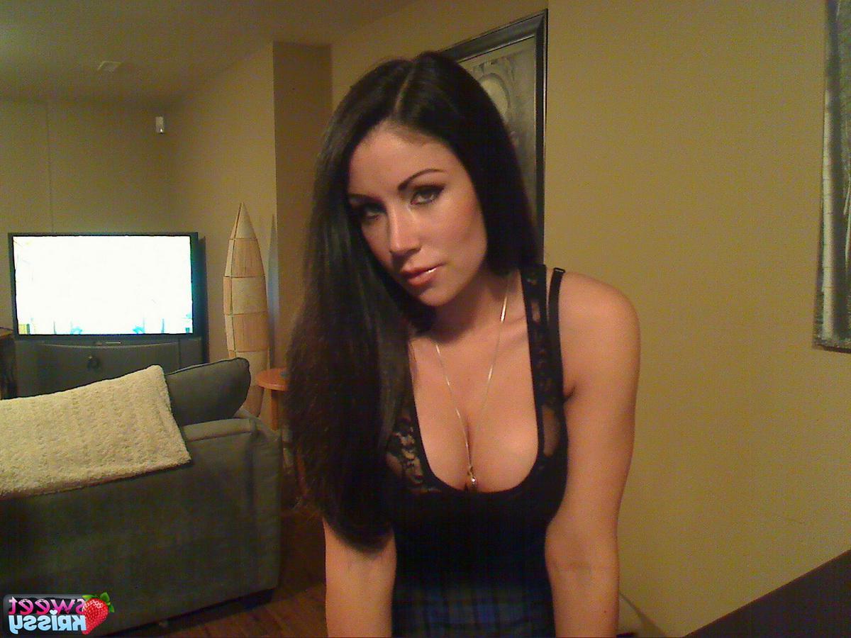 20P Sweet Krissy flaunts her sexy ass in a black thong