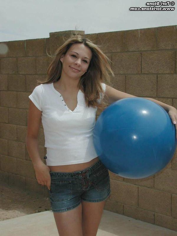 20P Tori Stone plays with a big ball