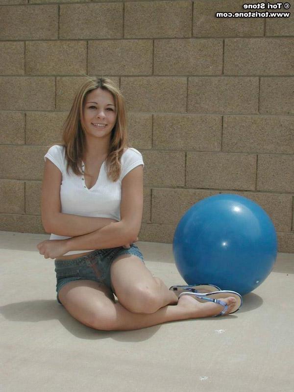 20P Tori Stone plays with a big ball