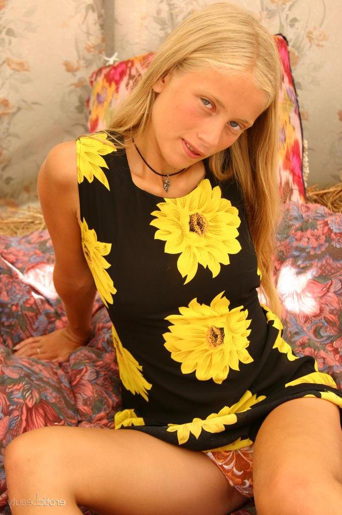 16P Blonde model Luba B strips out of her dress to reveal her tight body