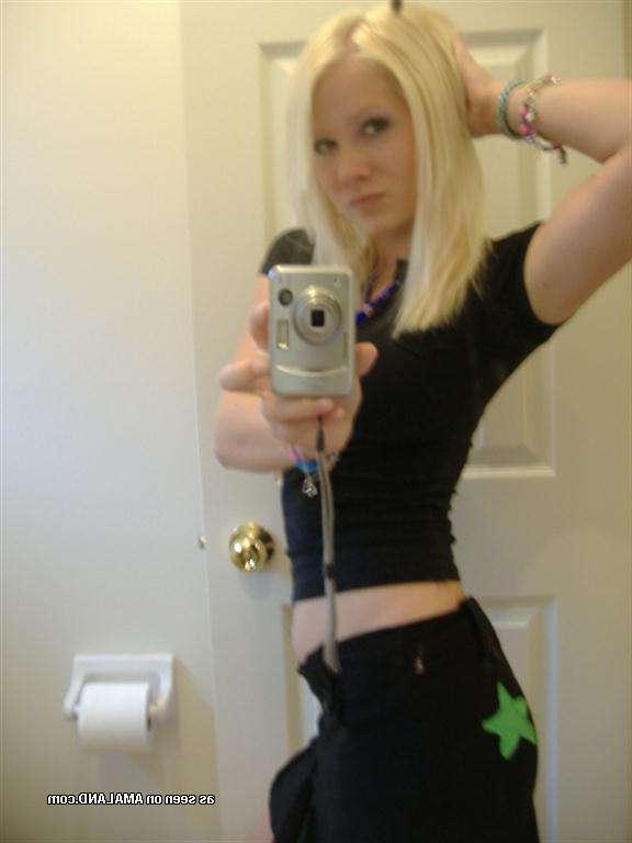 14P Pictures of a hot blonde alternative girlfriend taking pics of herself