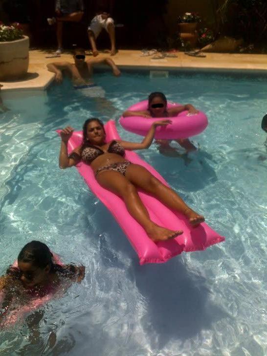 14P Hot busty GF shows off her sexy body by the pool