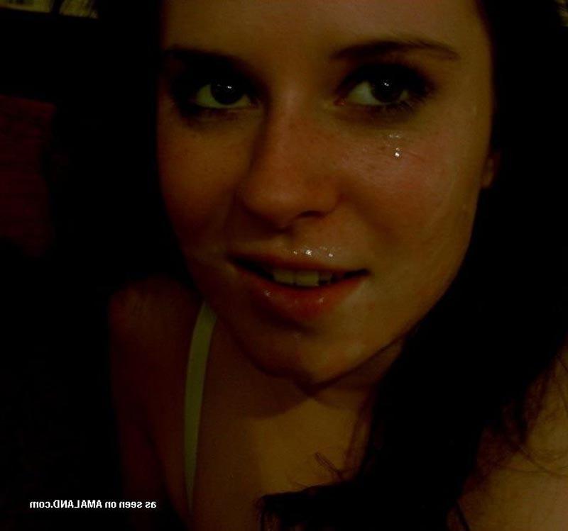 16P Horny brunette GF gets her face covered in hot cum