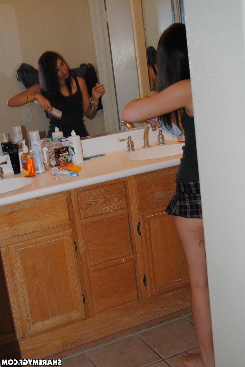 12P Perky girlfriend gets ready for school in a slutty little skirt