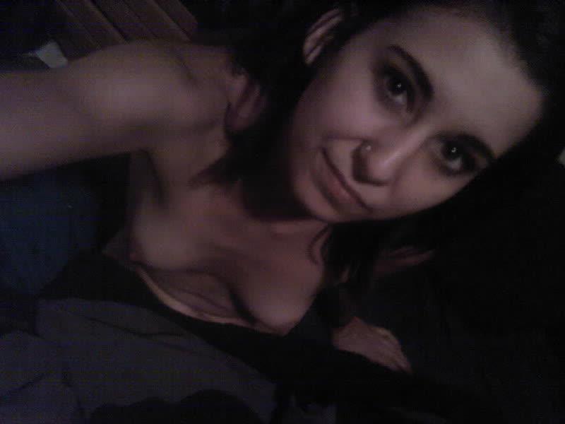 16P Brunette GF posing in the nude while selfshooting at home