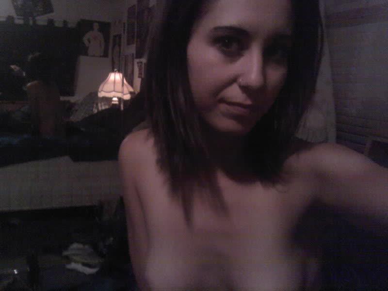 16P Brunette GF posing in the nude while selfshooting at home