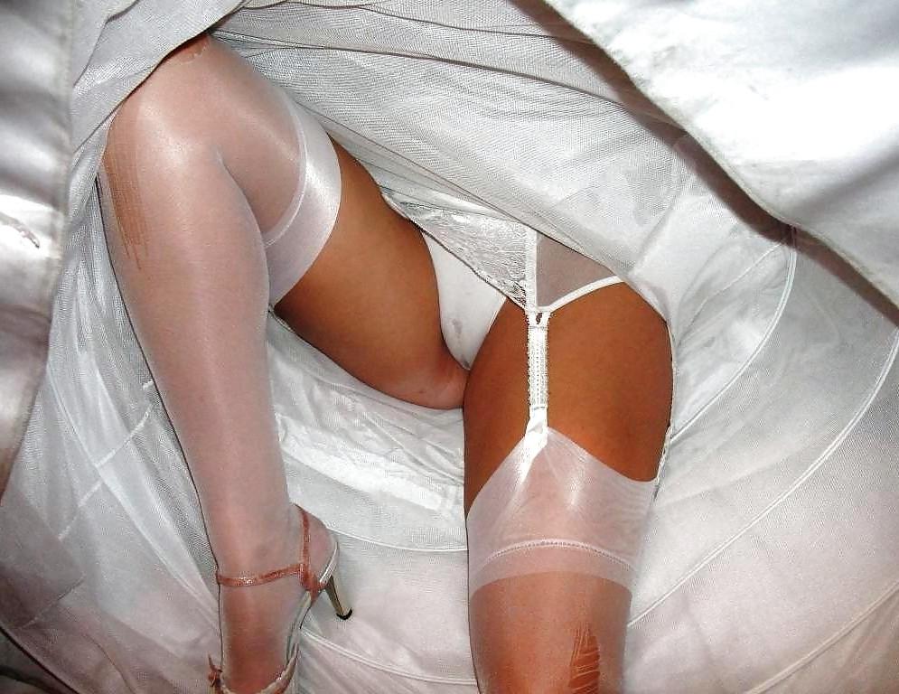 12P Nice legs in stockings and creamed panties