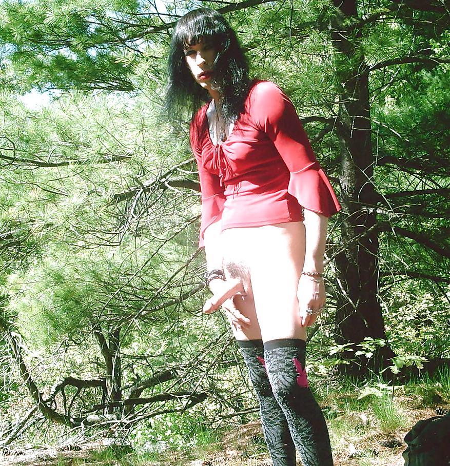 15P Sexy crossdresser in woods