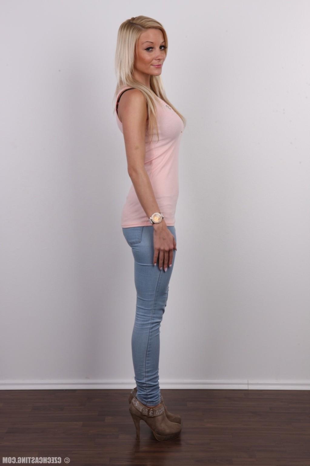 17P Blonde model poses in casting scene