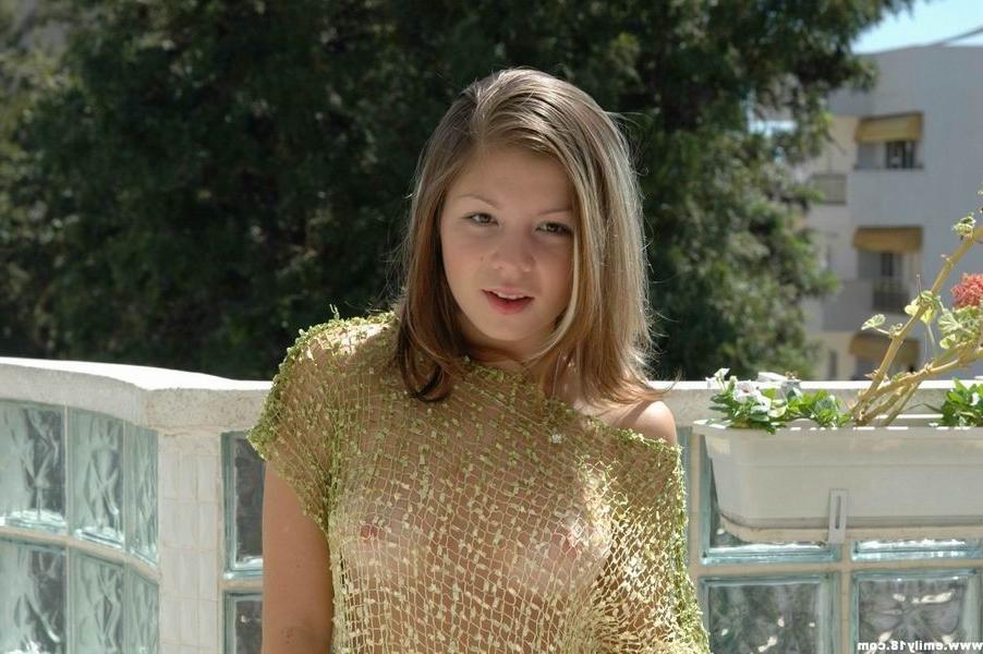 15P Emily showing her body on the balcony