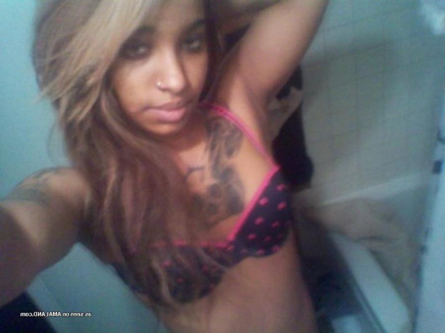 12P Inked and pierced girlfriend selfshooting in her underwear