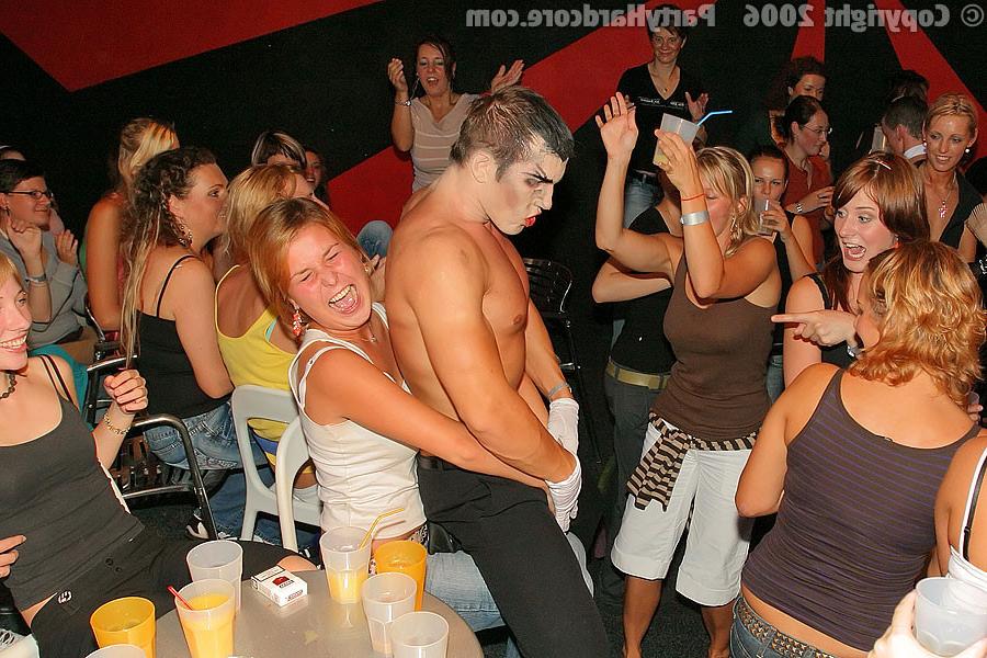 11P Wild party girls clawing at the male strippers
