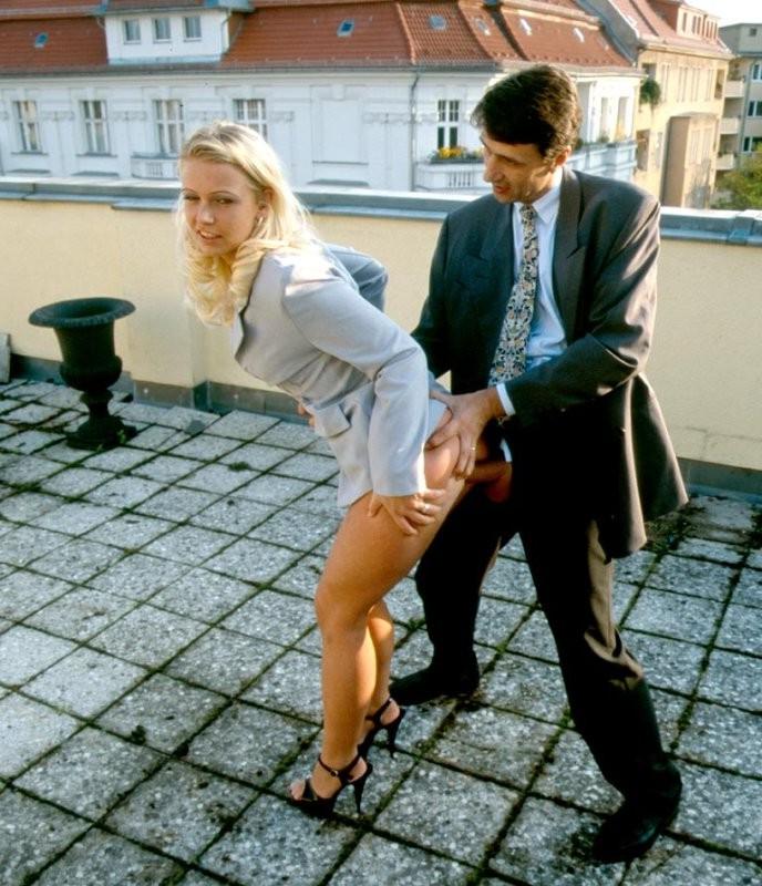 16P Hot nylon clad secretary hammered by her horny boss on a rooftop