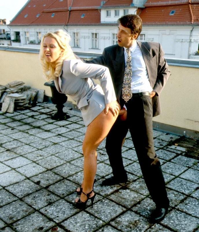 16P Hot nylon clad secretary hammered by her horny boss on a rooftop