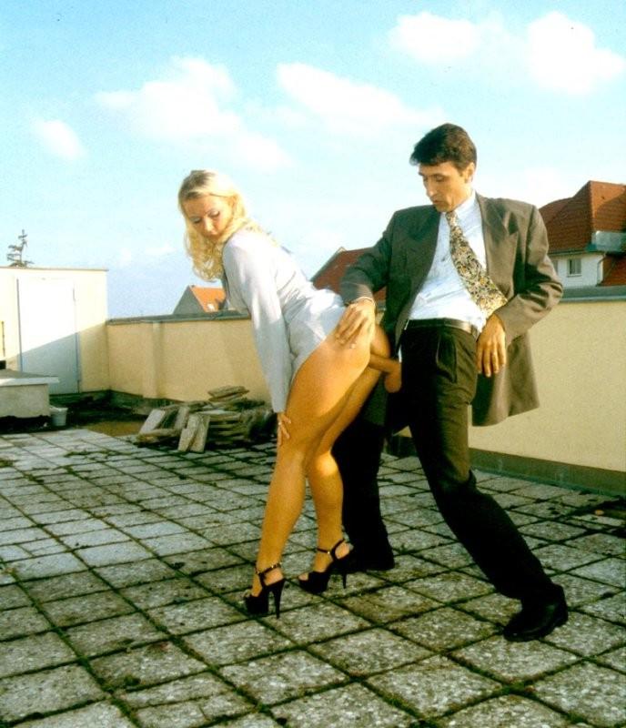 16P Hot nylon clad secretary hammered by her horny boss on a rooftop
