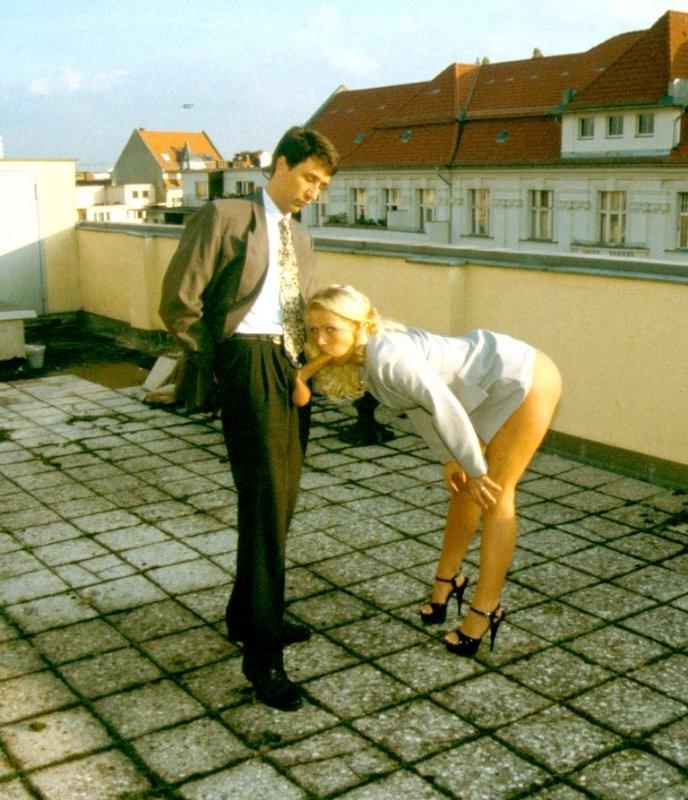 16P Hot nylon clad secretary hammered by her horny boss on a rooftop