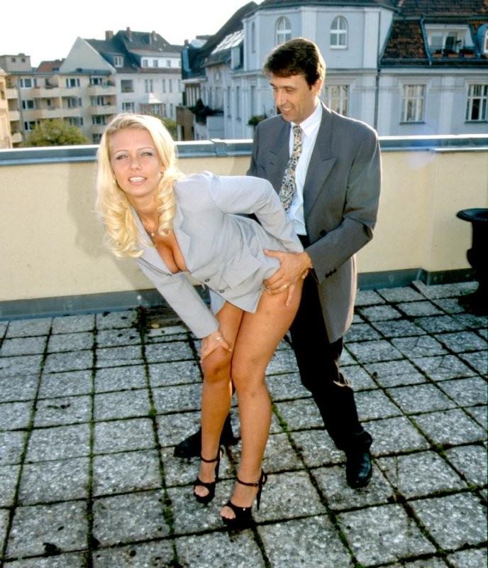 16P Hot nylon clad secretary hammered by her horny boss on a rooftop