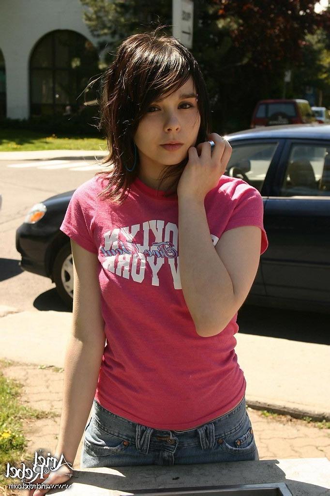 15P Cute teen model poses in street