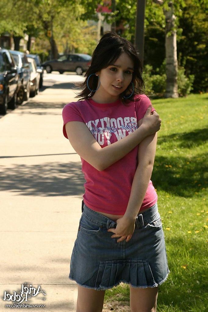 15P Cute teen model poses in street