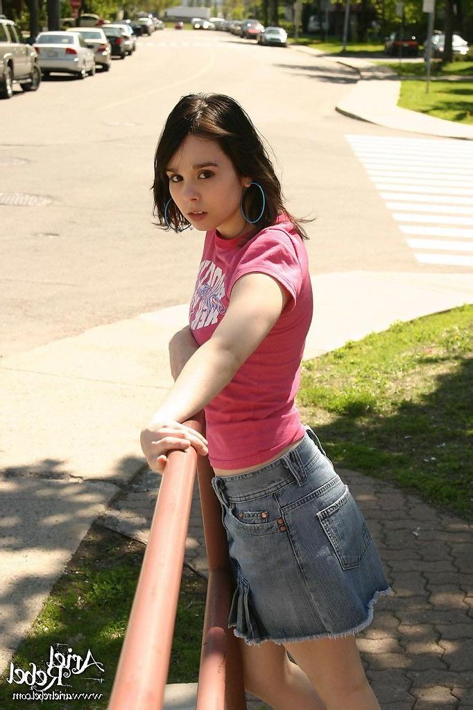 15P Cute teen model poses in street