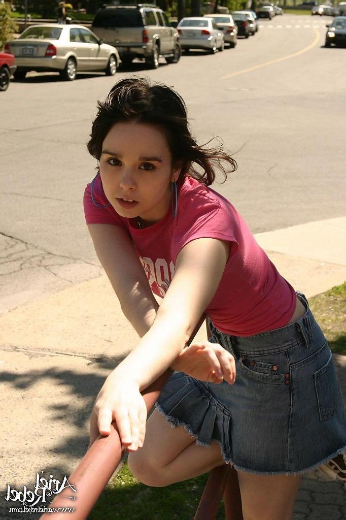 15P Cute teen model poses in street