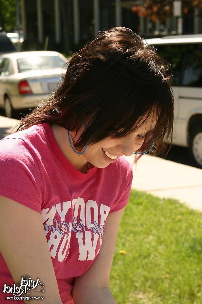15P Cute teen model poses in street